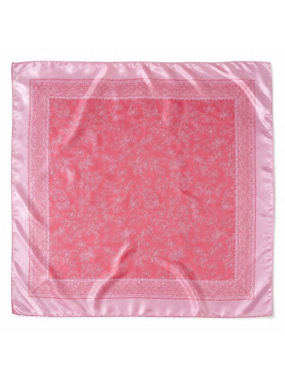Pink Floral Paisley Wild Rag Scarf 35x35 Satin Western Cowgirl Bandana